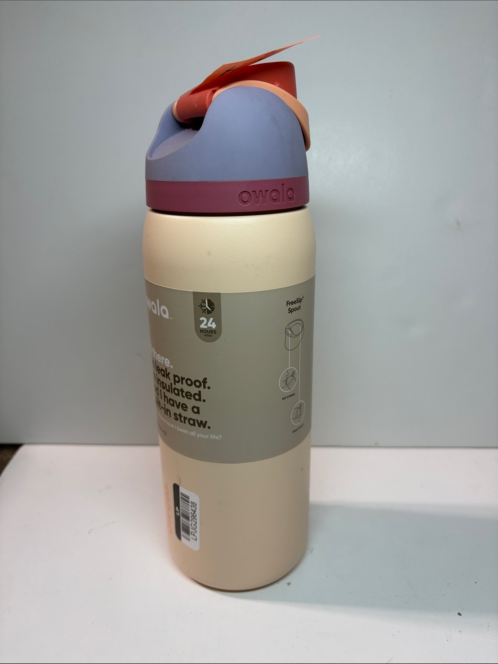 Owala 32 oz Insulated Water Bottle - Cream with Purple Lid